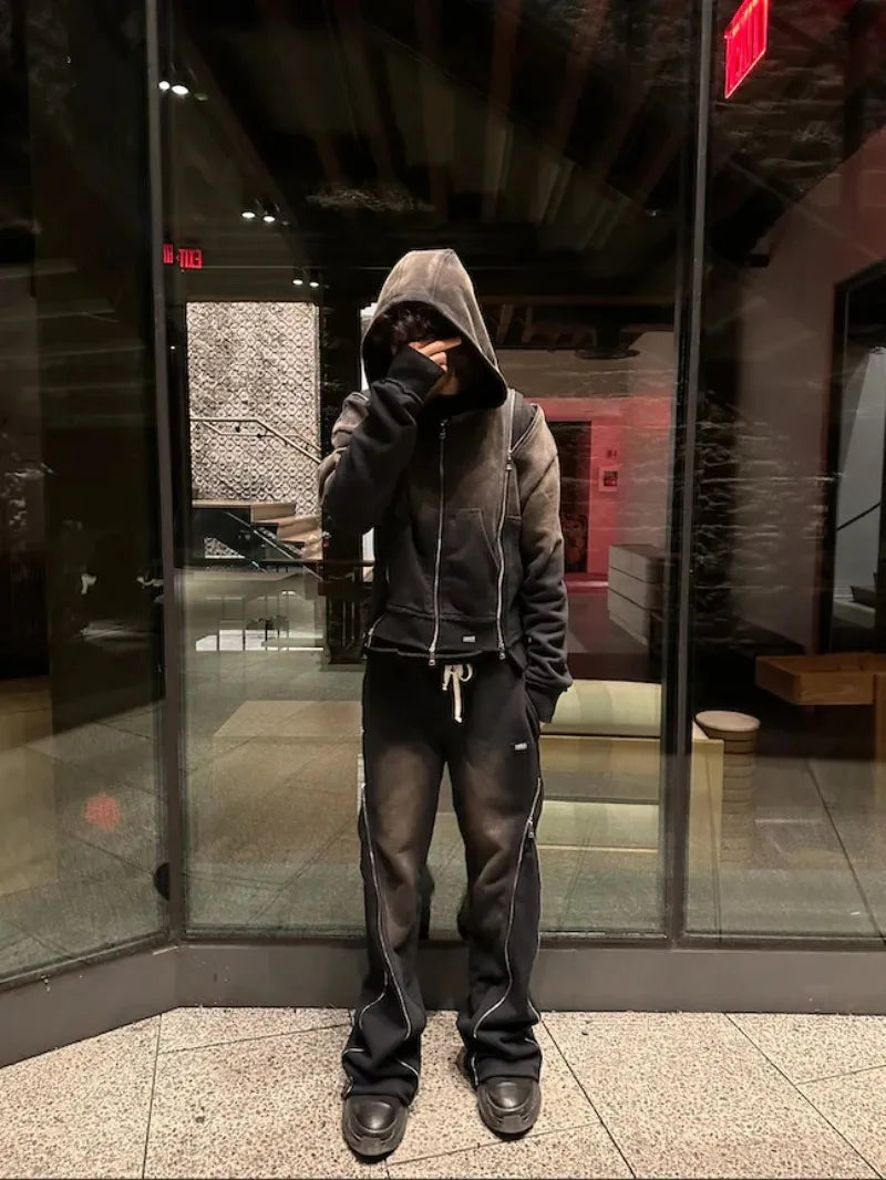 baggy casual y2k pants retro hip hop zipper cargo pants sweatpants men women harajuku letter joggers women trousers streetwear unique joggers style 875