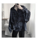 Tie dye loose shirt men long sleeved early autumn Korean version student ins men shirt dark abstinence inch shirt men shirts y2k