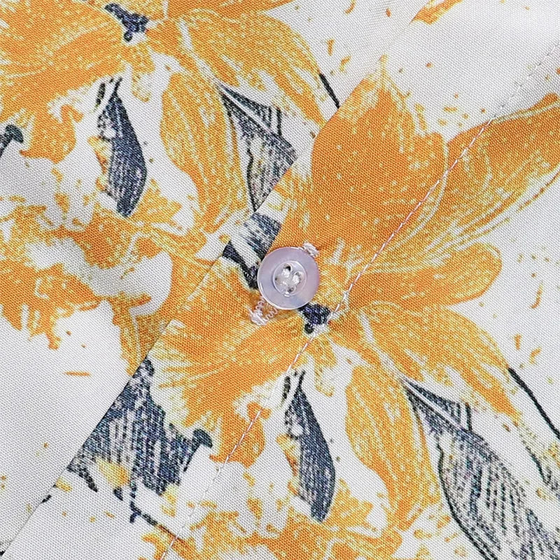Casual Fashion Hawaiian Shirts Flower Pattern Half Sleeve Shirt Beach Fashion Versatile