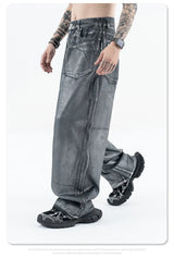 Autumn/winter 2024 loose wash jeans with silver coating