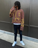 High Street Fashion Distressed Long-sleeved Pullover Men Y2k Harajuku Retro Hip-hop Rock Graffiti Style Oversized T-shirt Women