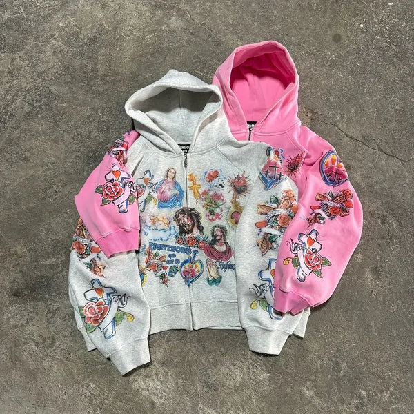 Retro Oversized Sportswear Fashionable Luxury Brand Revived King Print