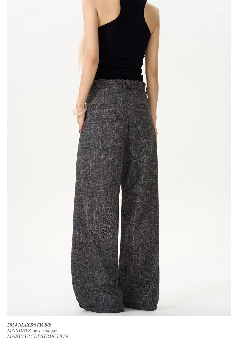 men women streetwear fashion loose casual belt wide leg suit pant boyfriend straight trousers baggy pants unique default style 2361