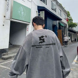 Trendy Korean Personalized Street Suede Sweatshirt Men Autumn Winter American High Street Y2K Handsome and Versatile Casual Top