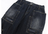 fashion punk rings streetwear loose pants unisex casual multiple pockets wide legs jean pants hip hop joggers men baggy jeans unique joggers style 1508