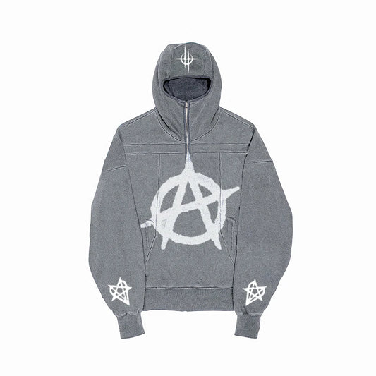 Punk-inspired gothic hoodie with rebellious street look