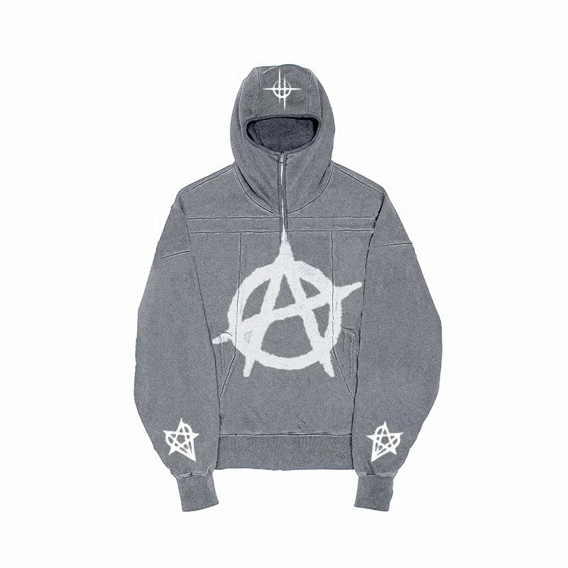 Punk-inspired gothic hoodie with rebellious street look