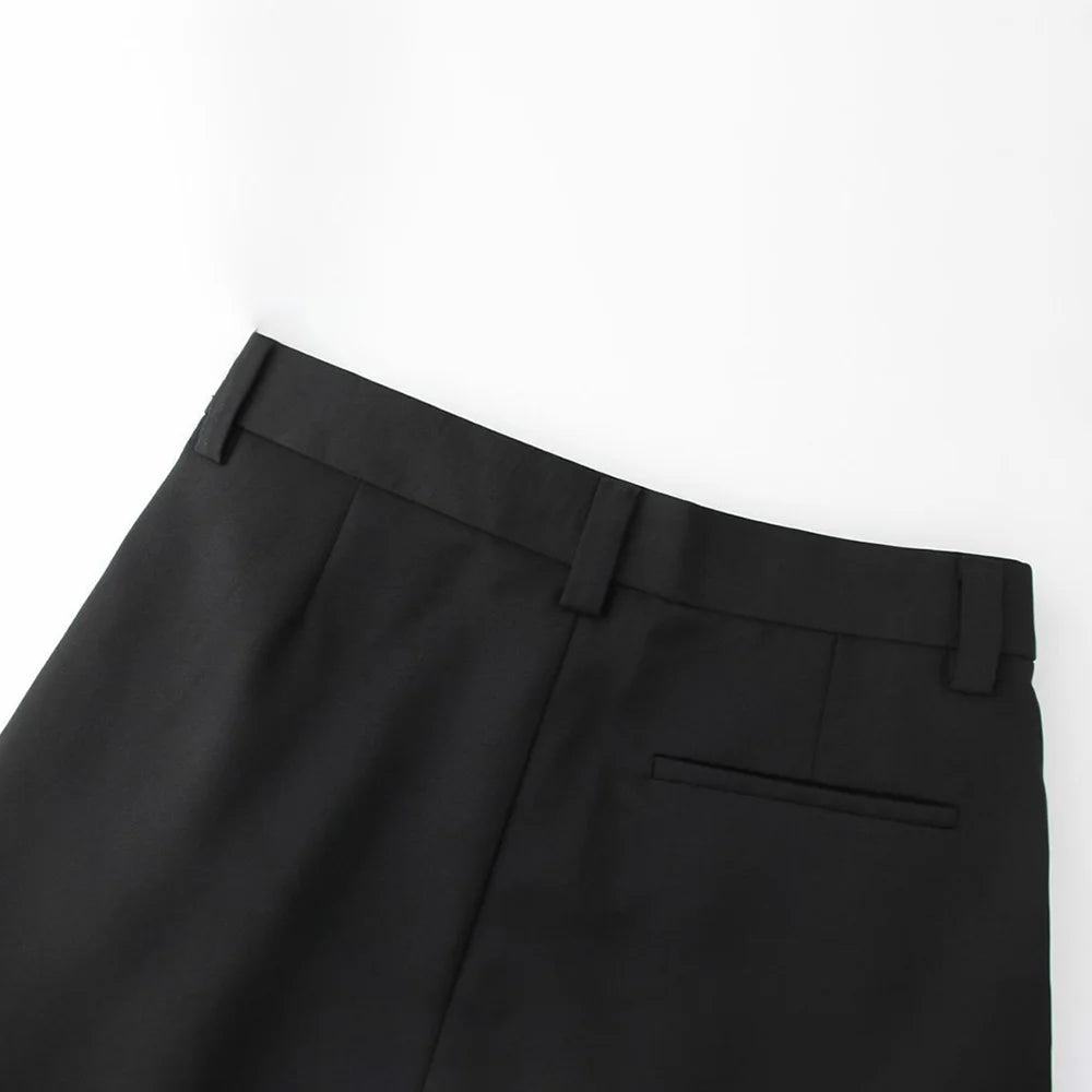 mens casual suit trousers buckle decoration british straight pants streetwear fashion niche commuter pants mens clothing 2024 minimalist street pants