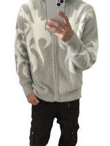 mens hooded cardigan sweater fashion harajuku pattern streetwear hip hop zipper warm knitted sweaters hood coats unisex jumpers - anime inspired graphic hoodie, trendy hip hop fashion hoodie, vintage look oversized hoodie