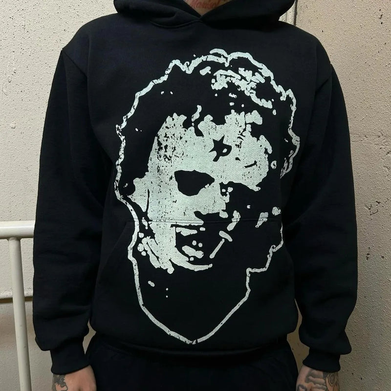 graphic fire pullover hoodie with oversized urban fit, trending menswear style, ideal for men’s fashion and seasonal streetwe