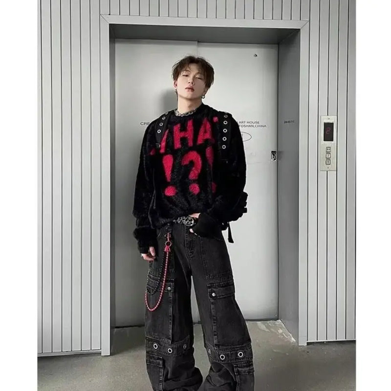 varsity knit sweater with retro streetwear styling for fall and winter outfits, ideal for men’s fashion and seasonal streetwe