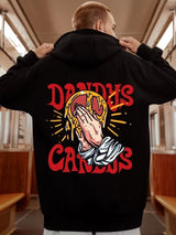 Goth Funny Finger Crossed Graphic Print Men Hoodies Casual Y2K Streetwear