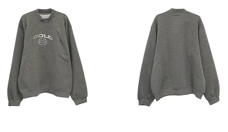 Korean Personality Street Casual Masculine Temperament Initials Printed Sweatshirt Trendy Men Women Pullover High Collar Hoodie