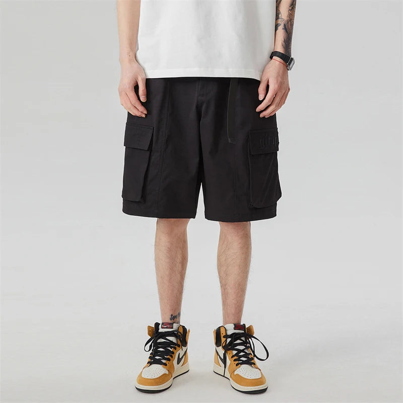summer new american retro cargo shorts for men casual multi pocket baggy y2k shorts streetwear hip hop embroidery short cargo combat utility trousers