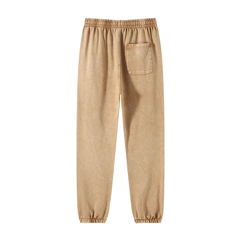 high street dark distressed vintage baggy joggers pants ins versatile drawstring sports pants men washing wax dyeing sweatpants unique joggers style 3198