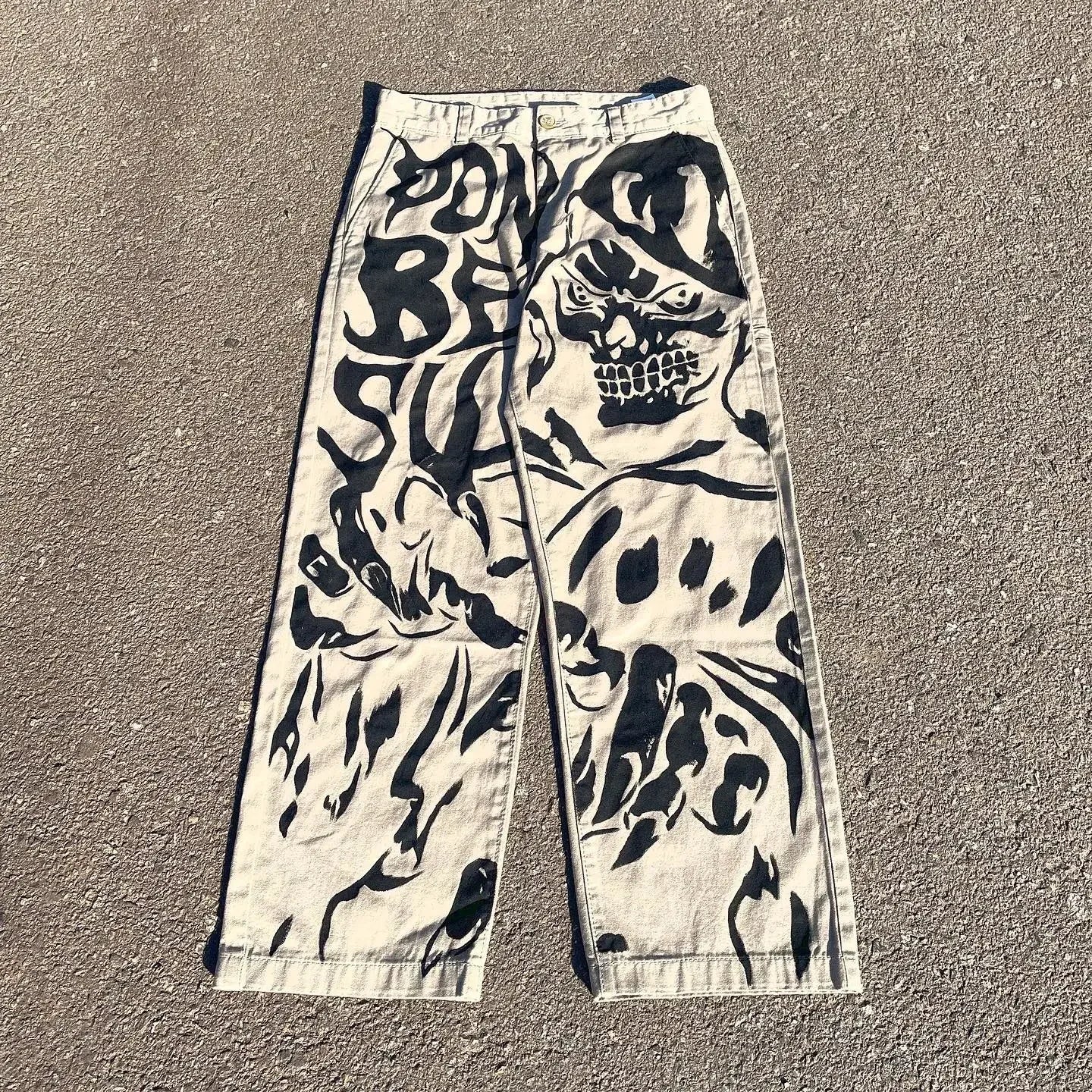 harajuku sunny sexy girl anime print baggy jeans new style wide leg trouser y2k popular streetwear men women high waist pants unique jeans style 5482