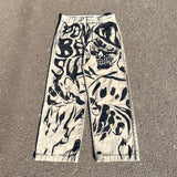 harajuku sunny sexy girl anime print baggy jeans new style wide leg trouser y2k popular streetwear men women high waist pants unique jeans style 5482