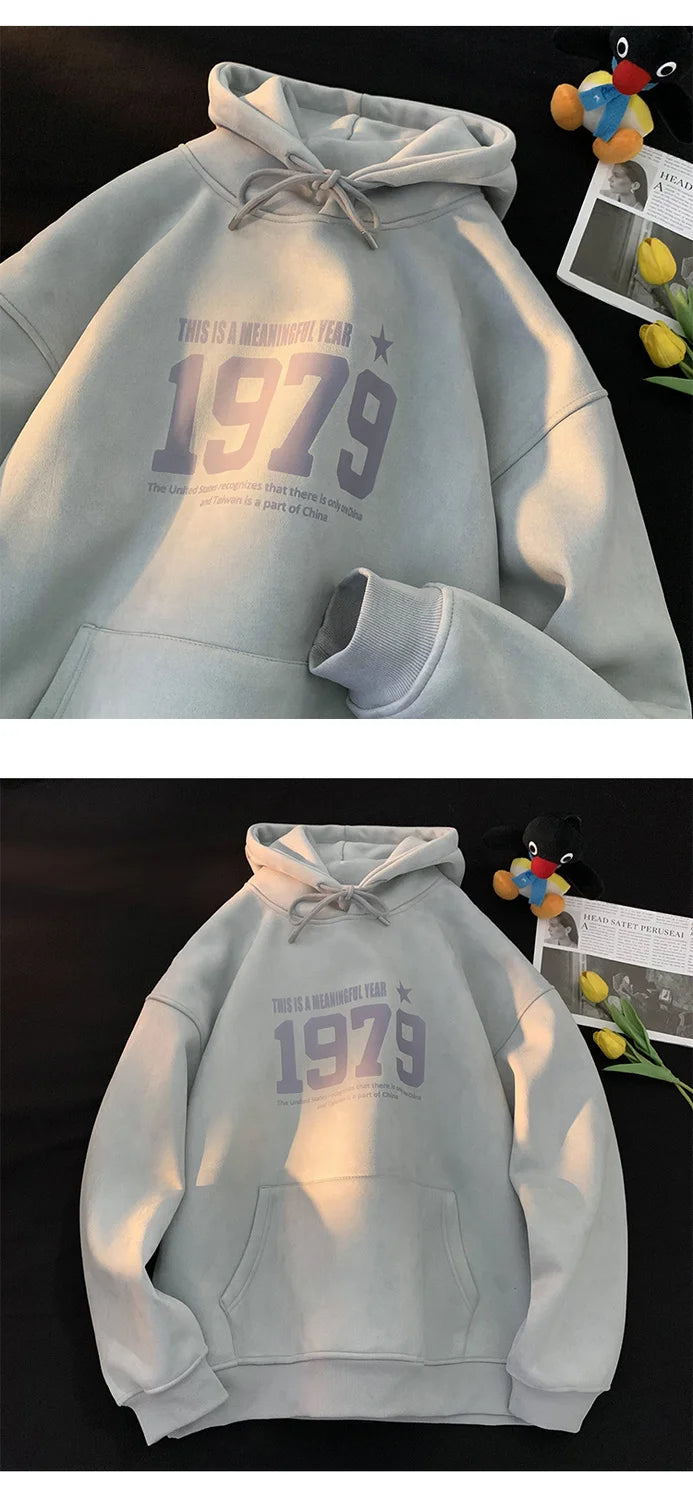 Winter New Korean Men's Hooded Sweatshirt New Niche Ins Harajuku Style Personality Loose Casual Y2K Couple Thickened Jacket Top
