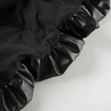 IAMHOTTY European and American Puff Flower Bud Leather Skirt Fashion Solid Color Versatile Leather Short Skirt  y2k skirt