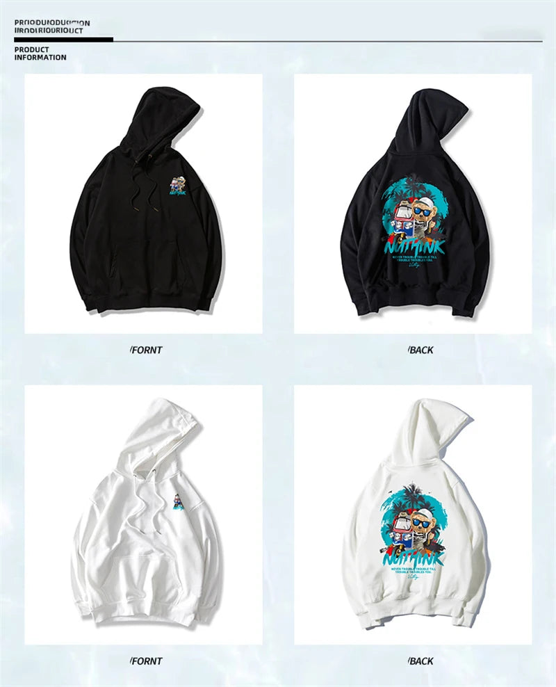 Funny Vacation Bear Graphic Printed Hoodies For Men Streetwear Hip Hop