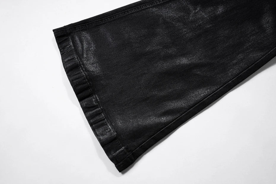 hi street flared jeans men broken patchwork denim pants streetwear harajuku luxury designer black jeans trousers male unique jeans style 360