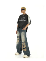 fashion ripped holes denim jeans harajuku patchwork straight jean trousers y2k trouser mens hip hop streetwear baggy jeans pants unique jeans style 4608