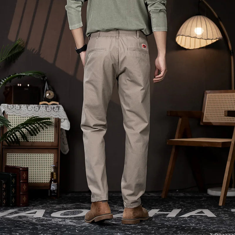 men business casual fashion pure cotton commute pants japanese streetwear amikaji fashion straight cargo pant trouser baggy cargo bottoms