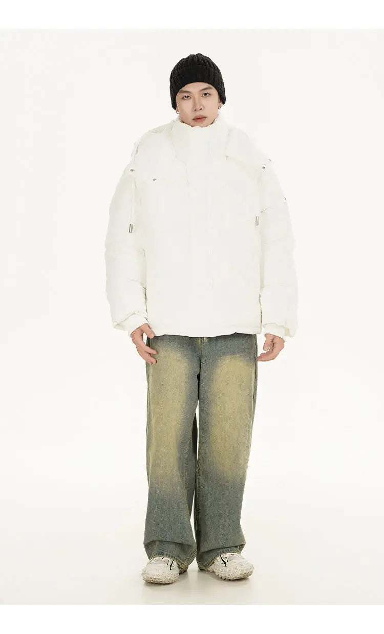 zip-up minimalist jacket, cold-season outfit - aesthetic hip hop inspired casual wear
