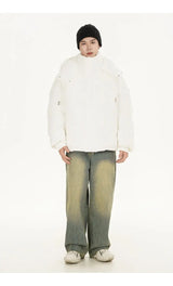 zip-up minimalist jacket, cold-season outfit - aesthetic hip hop inspired casual wear