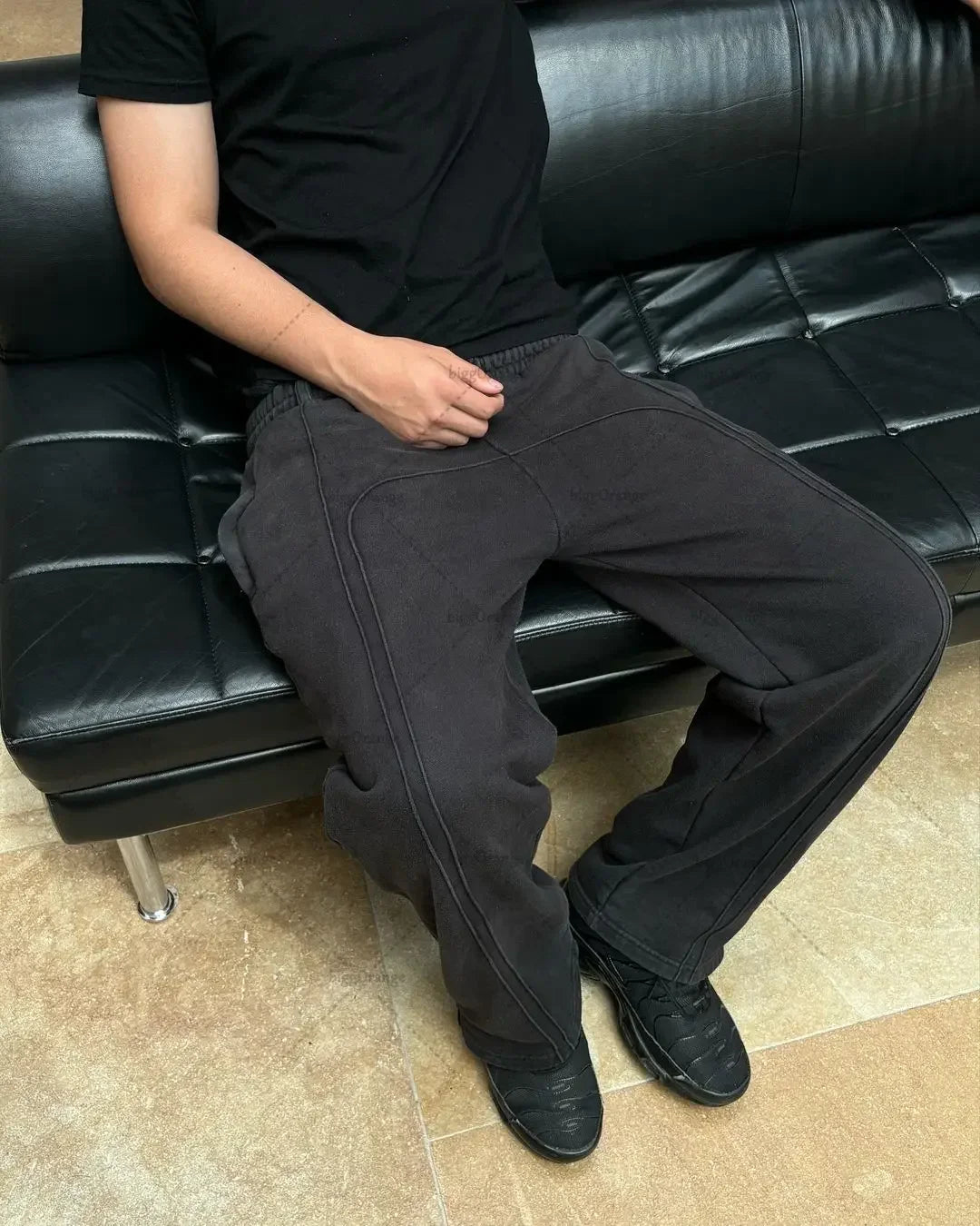 2024 high street trendy straight casual pants american harajuku retro splicing oversized sweatpants men personalized streetwear 1 unique joggers style 1339