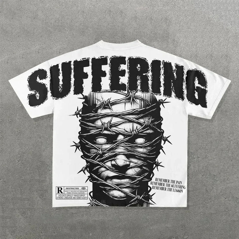 Sadcore Vintage print – Harajuku Cotton Shirt Oversized T Shirt New Gothic Cartoon H