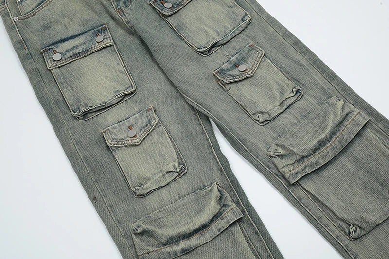 hip hop cargo denim pants streetwear plain denim pants mens harajuku cotton casual joggers jeans loose straight pants trousers unique joggers style 3865