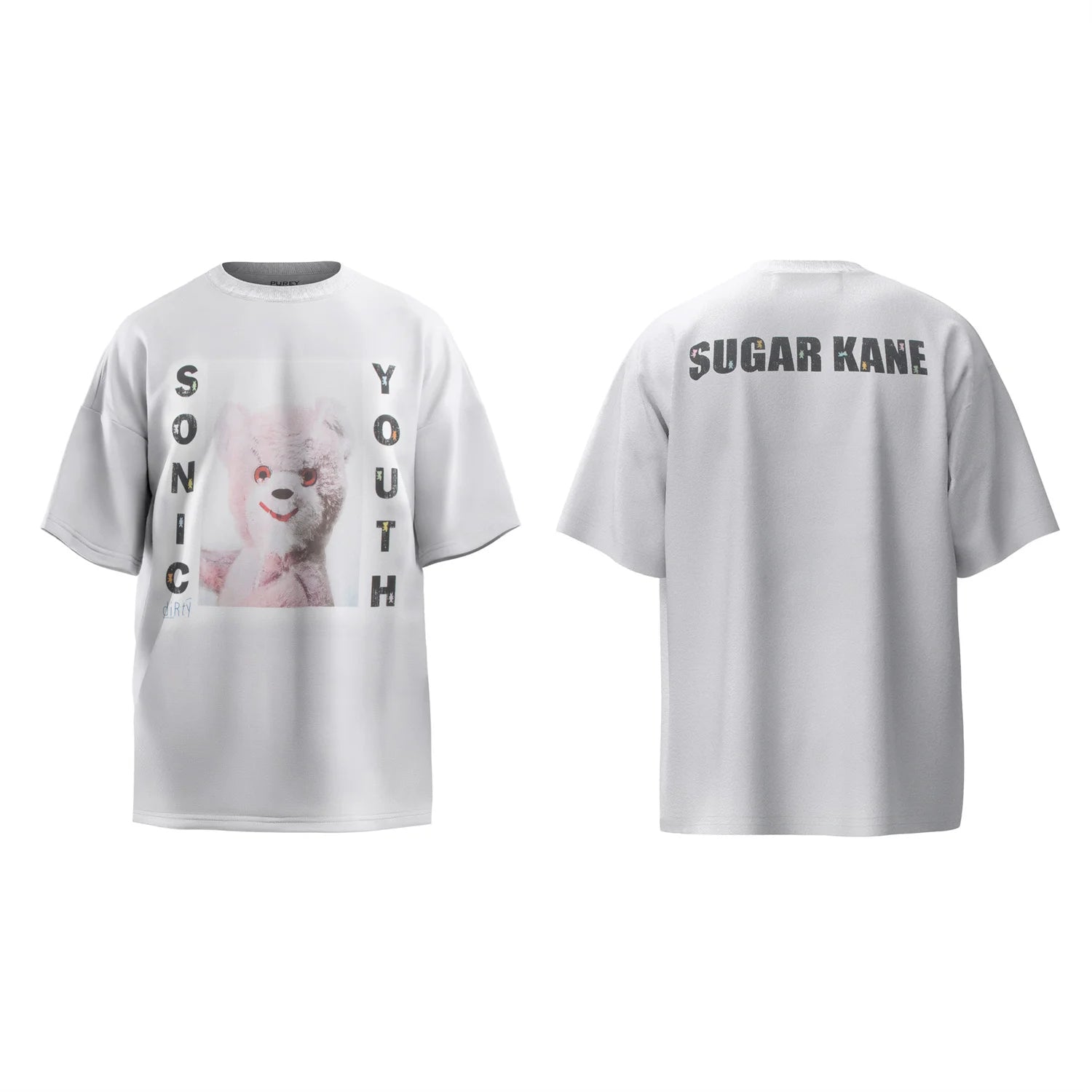 cyberpunk oversized shirt featuring vintage summer pink rock bear cartoon distressed cotton casual t shirt tops
