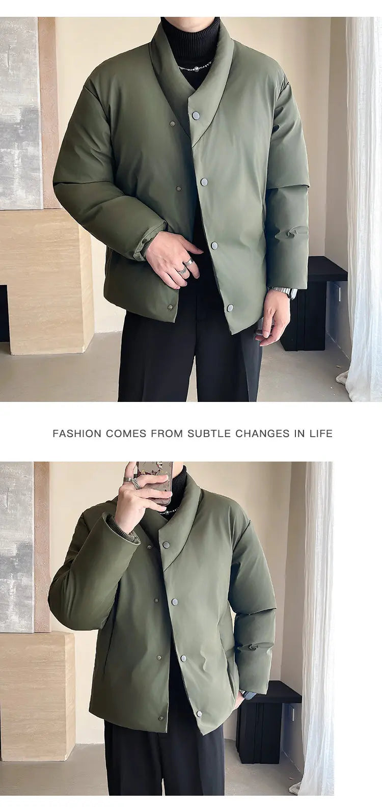 Winter Leather Jacket Men Korean Streetwear Fashion Loose Casual Business Retro Leather Padded Cotton Parkas Jacket Warm Coat