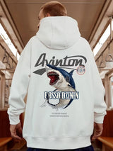 Y2K Streetwear Anime Shark Printed Hoodies For Men Autumn Oversized
