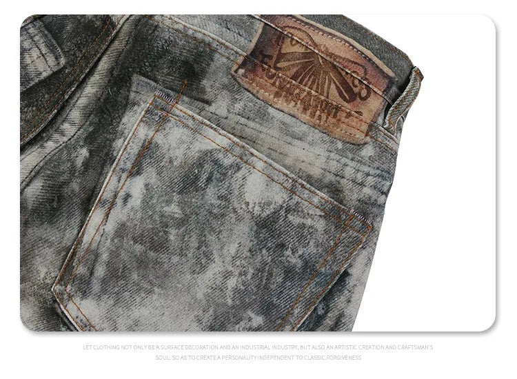 Autumn and winter 2024 new digital printed camo splash ink baggy jeans