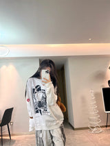 y2k knitted sweater, photo-ready sweater, cozy fashion fit, stylish street outfit, modern aesthetic appeal