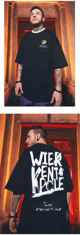 Y2k Angelcore design – Summer Letter Printed Oversized T Shirt Men Hip Hop Fashion