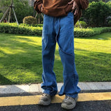 2023 cool design blue gothic baggy men jeans pants y2k clothes korean fashion women straight solid denim trousers pantalon homme unique jeans style 1177