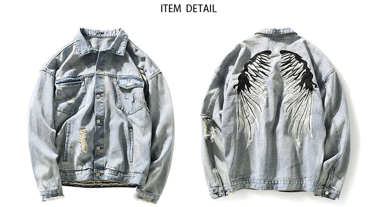 back wing embroidery denim jacket coat mens fashion hip hop harajuku jean coats outerwear casual streetwear jeans baggy jacke - variant style ae8cd4 for streetwear fashion