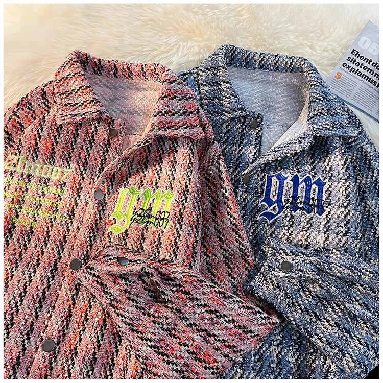 essential american-retro-plaid-jacket-korean-trend-couple-jackets-embroidery-design-unisex-outerwear-loose-plus-size-mens-coat style 4be2e8 hop oversized hip casual style print fashion everyday fit image design wear high - material graphic unisex quality urban streetwear premium streetwear design ID faa3e