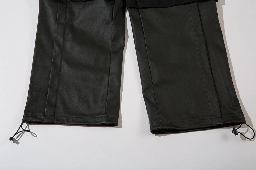 high street striped pu leather cargo pants mens harajuku straight ropa hombre loose overalls oversized casual trousers unique cargo style 5776