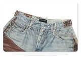 2024 autumn and winter new stitching ripped jeans