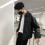 2022 Autumn New Light Luxury Fashion Motorcycle Leather Jacket Men Loose Korean Version PU Leather Jacket Jacket All-match