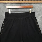 New Novelty high quality Men Luxury Side Metal Rivets Comfortable Classic Striped Skateboard Street Cotton Casual Shorts #D51