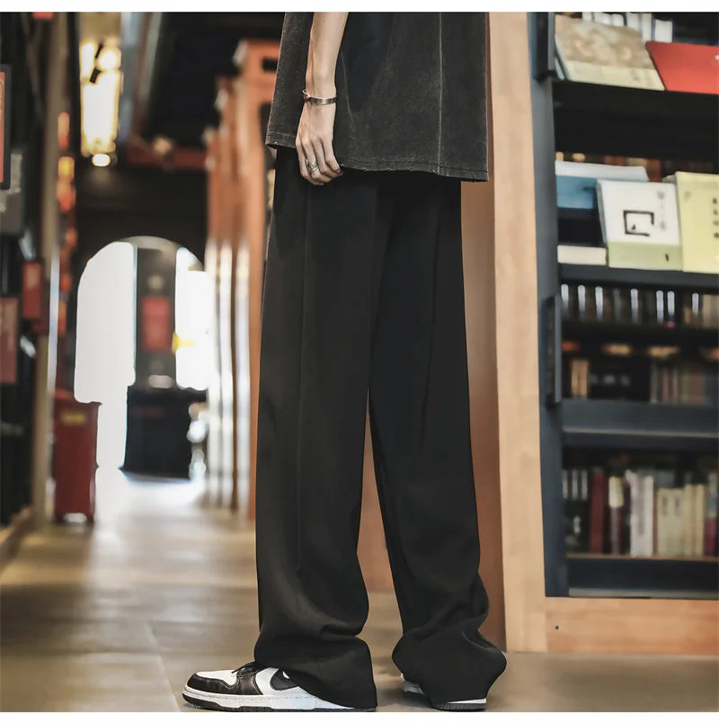 autumn mens sweatpants korean fashion sportswear drawstring wide leg straight track pants casual y2k streetwear baggy trousers unique joggers style 3299