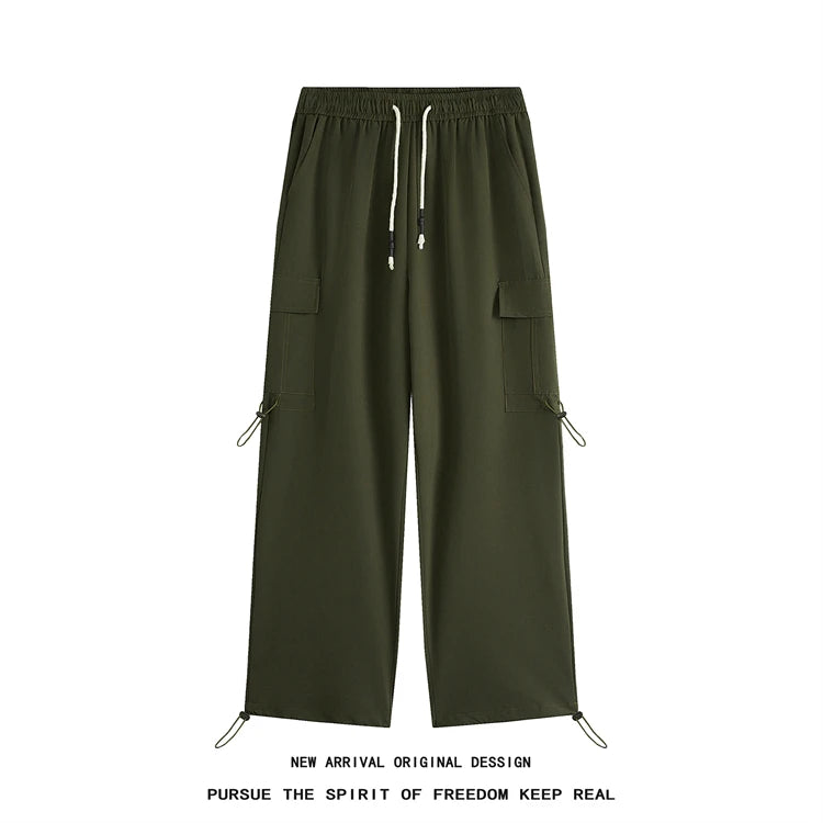 hip hop mens loose fit paratrooper pants drawstring elasticated work pants lightweight quick drying sport climbing trousers unique default style 3302