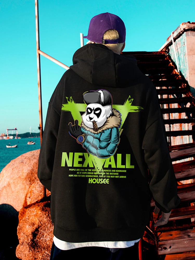 Autumn Punk Panda Printed Hoodie For Men New In Harajuku Fashion Fleece