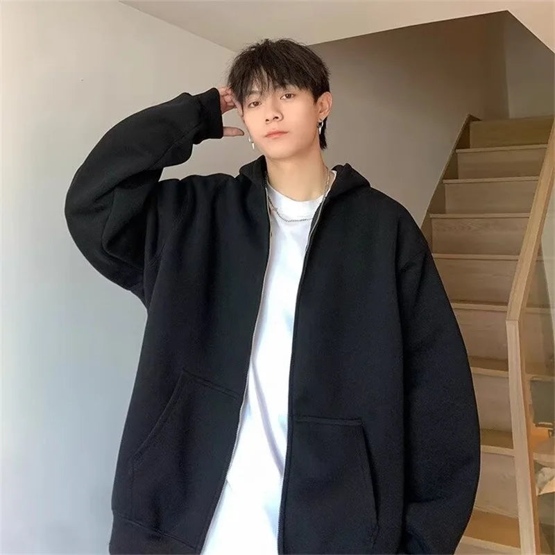 Half Zip Knit Streetwear Sweater – Winter Mens Fleece Zipper Hooded Sweatshirts 2025 New Classic Solid Color Oversized Hoodies Y2K Streetwear Outerwear Tracksuit | Zip Knit Drop #231