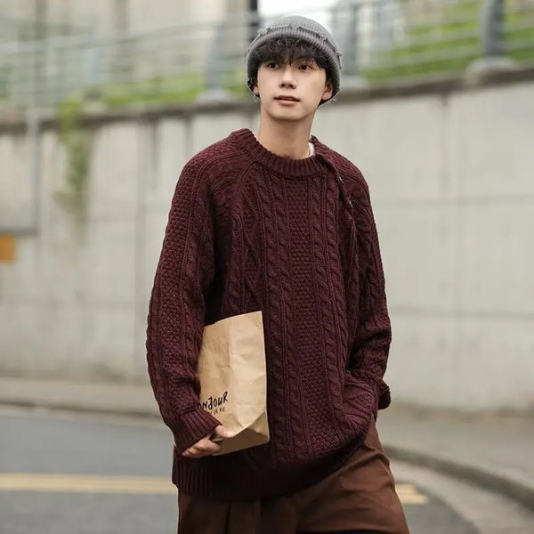 bold graphic pullover, layered streetwear look, soft knit pullover with flame design, y2k fashion statement